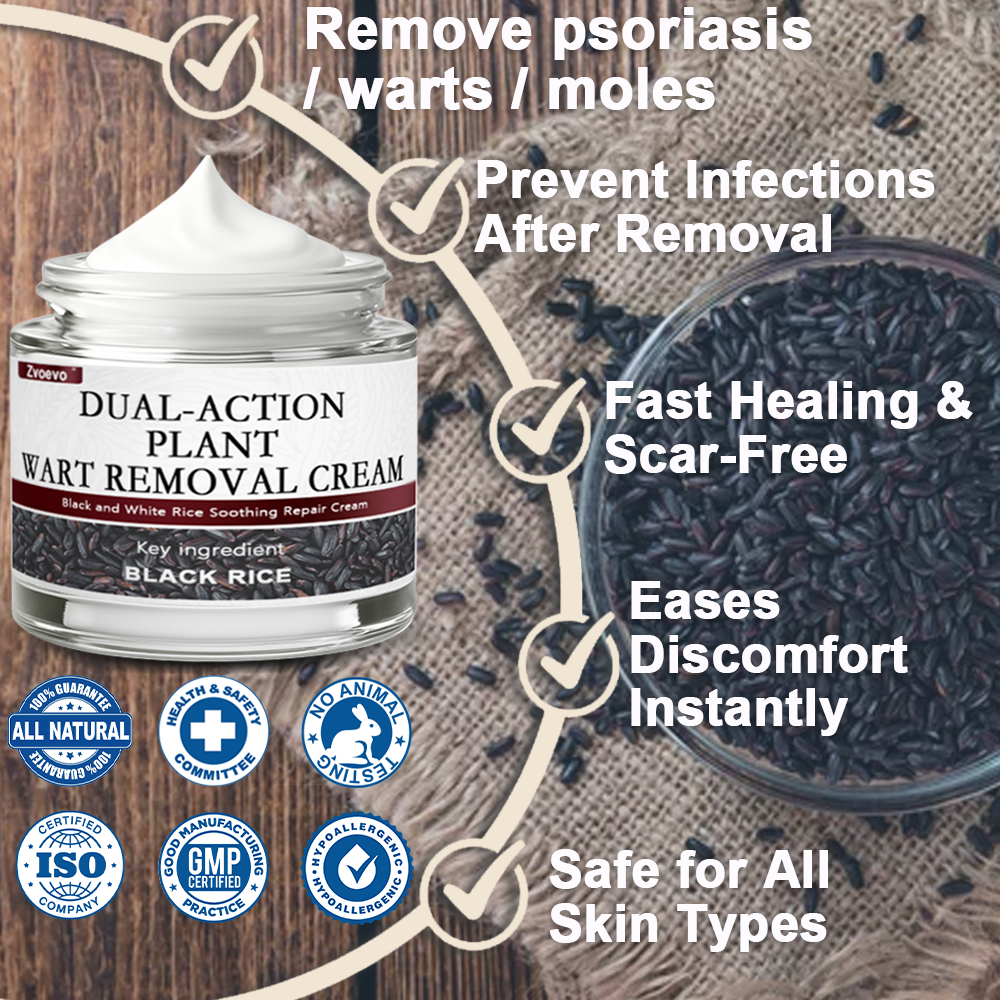 Zvoevo® Rice Bran Extract Cream 👨⚕️ FDA-Certified (For removing warts and skin growths, eliminating keratin buildup and skin hyperplasia, treating skin cancer, hyperpigmentation, and age spots)